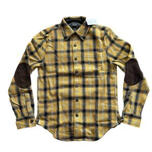 Todd Snyder Mustard Plaid Wool Shirt Jacket Suede Patch XS NWT